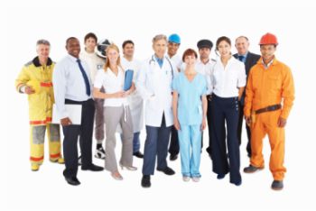 Diverse group of workers from different industries